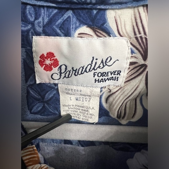 Vintage Paradise Hibiscus PulloverGenuine Hawaiian Shirt-Forever Hawaii Size: Lg - Picture 4 of 9